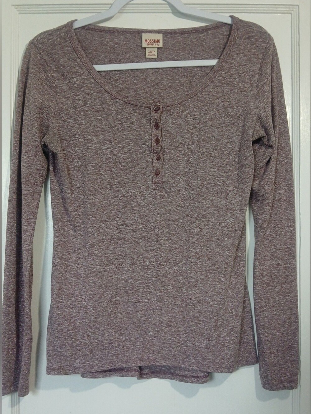 Mossimo Supply Co. Mauve Long Sleeve Henley Top